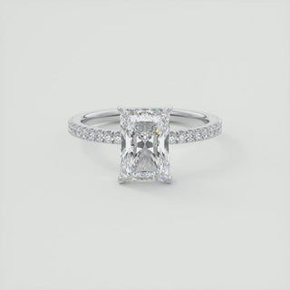 2CT Radiant Moissanite Solitaire Pave Setting Engagement Ring
