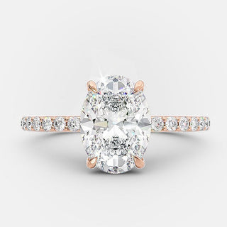 1.50ct Oval Cut Moissanite Diamond Hidden Halo Engagement Ring