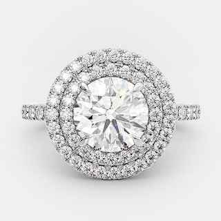 1.0ct Round Brilliant Cut Double Halo Moissanite Engagement Ring
