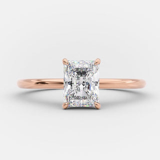 1.01ct Radiant Cut Moissanite Solitaire 14K Rose Gold Engagement Ring
