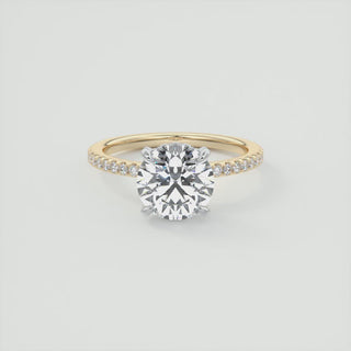2CT Round Moissanite Solitaire Pave Setting Two Tone Engagement Ring