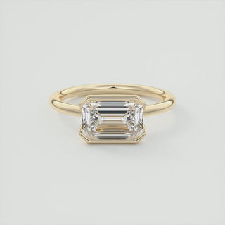 2CT Emerald Cut Diamond Moissanite East West Engagement Ring