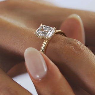 2CT Emerald Cut Moissanite Solitaire Engagement Ring