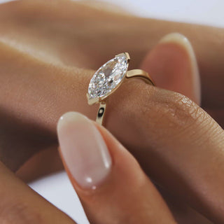 2CT Marquise Cut Diamond Moissanite Bezel Engagement Ring