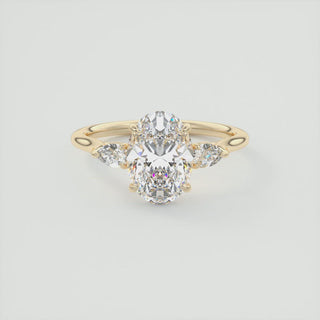 2CT Oval Cut Moissanite 3 Stones Engagement Ring