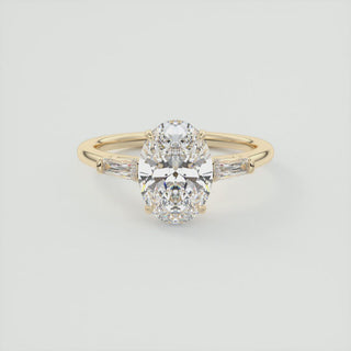 2CT  Oval Cut Moissanite 3 Stones Engagement Ring