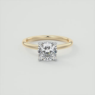 2CT Cushion Cut Moissanite Solitaire Engagement Ring