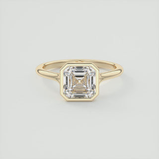 2.0CT Asscher Cut Diamond Moissanite Bezel Solitaire Engagement Ring