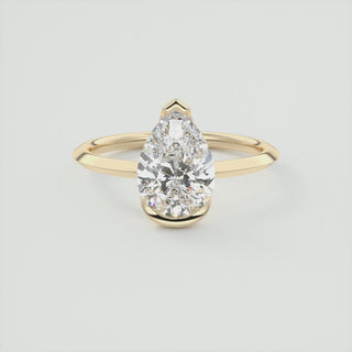 2CT Pear Cut Diamond Moissanite Bezel Solitaire Engagement Ring