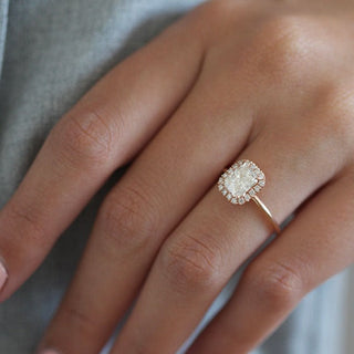 1.50ct Cushion Moissanite Diamond Halo Engagement Ring