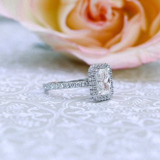 1.50CT Radiant Cut Moissanite Double Halo Diamond Engagement Ring