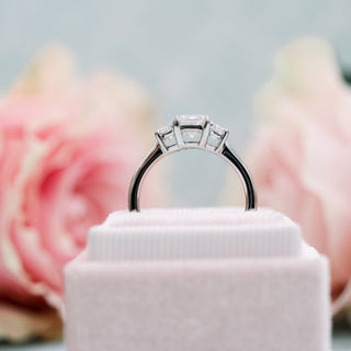 2.75CT Emerald Cut Moissanite Trapezoid Diamond Engagement Ring