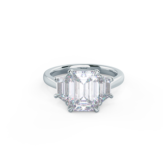 2.75CT Emerald Moissanite 3 Stones Engagement Ring