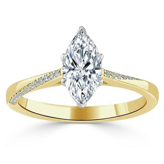 1.0 CT Marquise Cut Solitaire Moissanite Engagement Ring