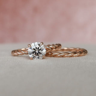 1.0CT Round Brilliant Cut Moissanite Solitare Bridal Engagement Ring Set