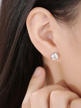 2.0 TCW Round Moissanite Diamond Solitaire Stud Earrings