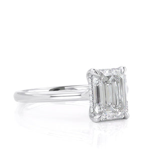 1.50CT Emerald Cut Moissanite Cathedral Setting Engagement Ring