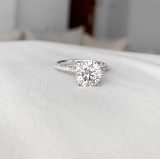 2.50CT Round Moissanite Hidden Halo Triple Pave Setting Engagement Ring