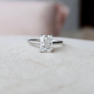 2.0CT Radiant Moissanite Solitaire Engagement Ring With Hidden Halo Setting