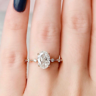 2.0CT Oval Cut Moissanite Solitaire Dainty Style Engagement Ring