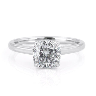 2.0CT Cushion Moissanite Solitaire Engagement Ring With Hidden Halo Setting