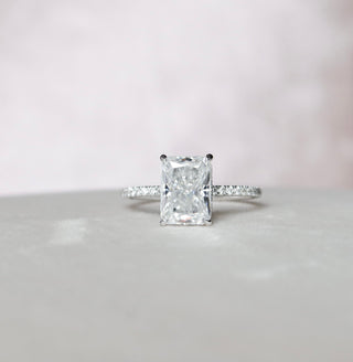 3.50CT Radiant Moissanite Hidden Halo Pave Setting Engagement Ring