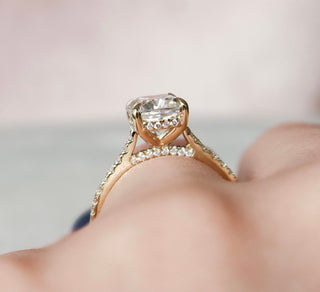 2.50CT Cushion Moissanite Hidden Halo Pave Setting Engagement Ring