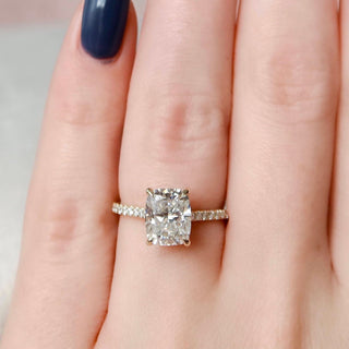 2.50CT Cushion Moissanite Hidden Halo Pave Setting Engagement Ring