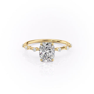 2.0CT Elongated Cushion Moissanite Solitaire Dainty Style Engagement Ring