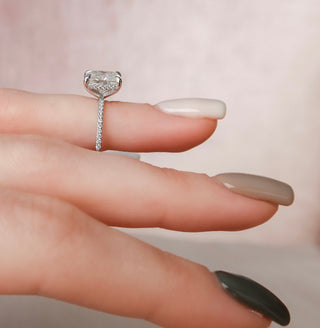 2.50CT Elongated Cushion Cut Hidden Halo Moissanite Engagement Ring