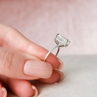 6.0CT Elongated Cushion Moissanite Hidden Halo Pave Setting Engagement Ring
