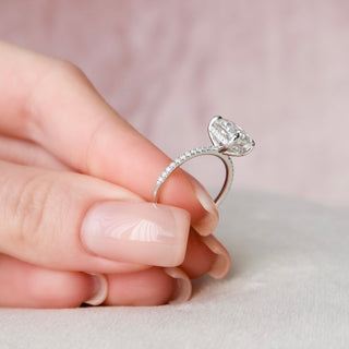 2.0CT Elongated Cushion Moissanite Hidden Halo Pave Setting Engagement Ring