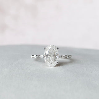 3.50CT Oval Cut Moissanite Halo Eternity Bridal Engagement Ring Set