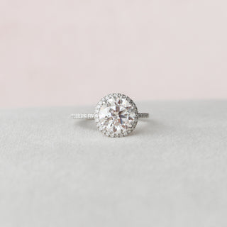 3.0CT Round Moissanite Halo Pave Setting Engagement Ring