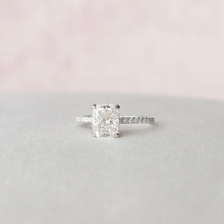 1.50CT Cushion Cut Solitaire Pave Style Moissanite Engagement Ring