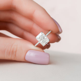 3.50CT Radiant Cut Hidden Halo Moissanite Engagement Ring