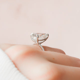 4.50CT Pear Cut Moissanite Hidden Halo Engagement Ring