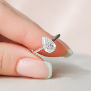 1.50CT Pear Cut Moissanite Hidden Halo Engagement Ring