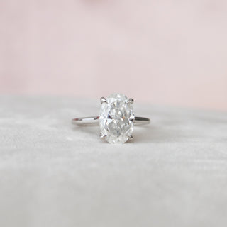 3.50CT Oval Cut Hidden Halo Moissanite Engagement Ring