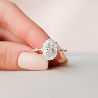 4.50CT Oval Moissanite Solitaire Dainty Style Engagement Ring