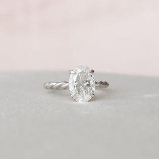 2.0CT Oval Cut Moissanite Hidden Halo Engagement Ring