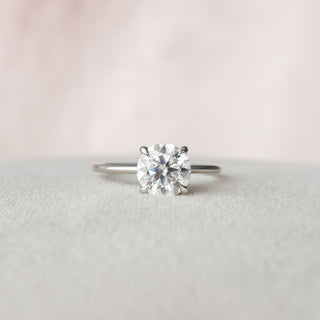 2.0CT Round Moissanite Solitaire Engagement Ring With Hidden Halo Setting