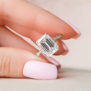 5.0CT Emerald Cut Moissanite Solitaire Art Deco Engagement Ring