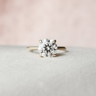 2.0CT Round Moissanite Solitaire Engagement Ring With Hidden Halo Setting