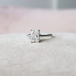 3.0CT Radiant Moissanite Solitaire Hidden Halo Setting Engagement Ring