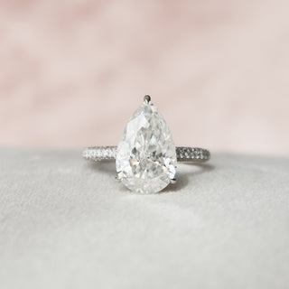 5.0CT Pear Moissanite Triple Pave Setting Engagement Ring
