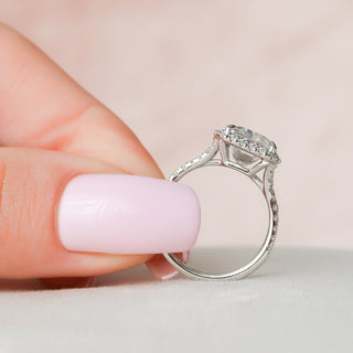 5.50CT Radiant Moissanite Halo Split Shank Style Engagement Ring