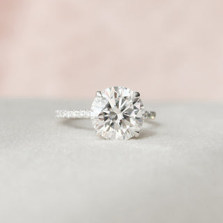 2.50CT Round Moissanite Hidden Halo Pave Setting Engagement Ring