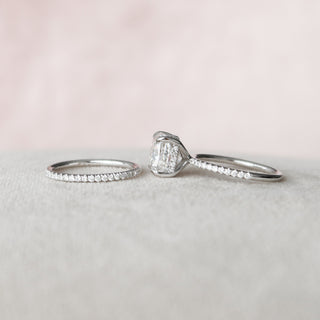 2.50CT Oval Cut Moissanite Halo Bridal Engagement Ring Set