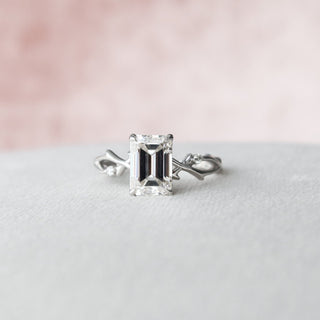 2.0CT Emerald Cut Moissanite Twig Style Engagement Ring
